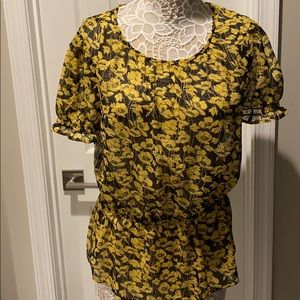 Women’s Black/Yellow Peplum Blouse